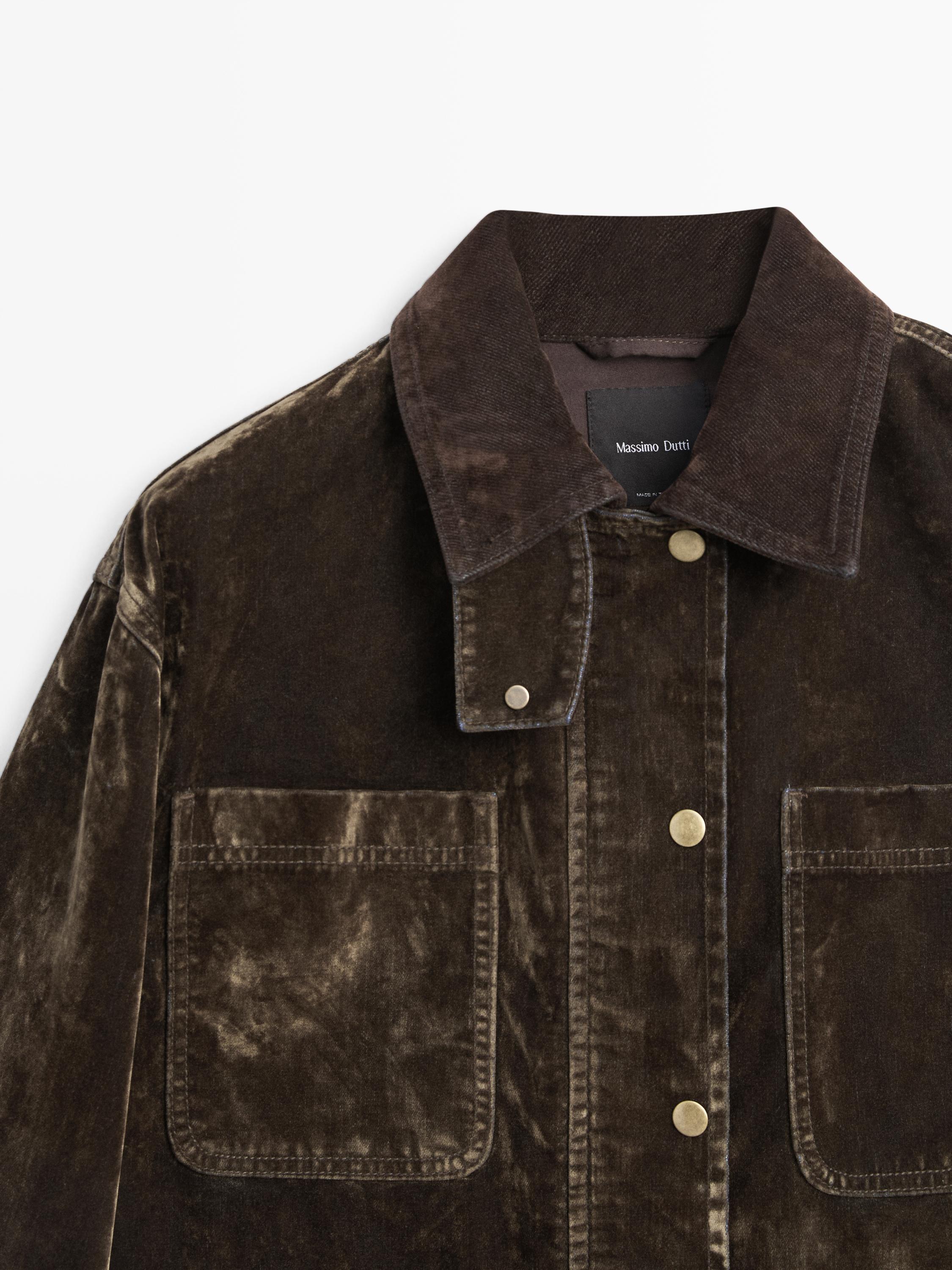 Flocked denim jacket with collar detail